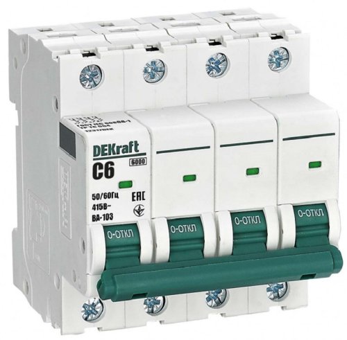 Выключатель автоматический DEKraft ВА-103 4п 6А C 6кА картинка